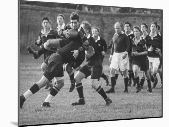 American Rhodes Scholar Peter Dawkins Playing Rugby with Oxford Univ. Students-null-Mounted Photographic Print