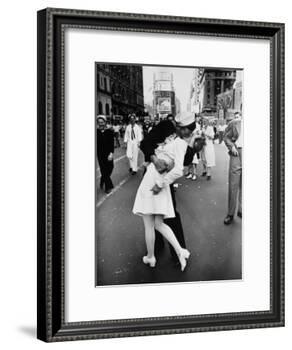 American Sailor Clutching a White-Uniformed Nurse in a Passionate Kiss in Times Square-Alfred Eisenstaedt-Framed Photographic Print