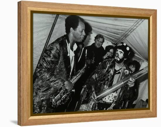 American Saxophonist Ornette Coleman Meets a Clown, Bracknell Jazz Festival, Berkshire, 1978-Denis Williams-Framed Premier Image Canvas
