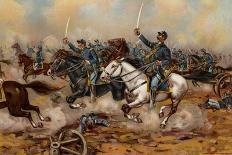 US Army, Cavalry Charge of the 5Th Regulars, Gains Mill, 1862 (Colour Litho)-American School-Premier Image Canvas