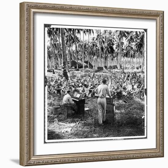 American Servicemen Celebrating Christmas on Guadalcanal During Religious Services-Ralph Morse-Framed Photographic Print