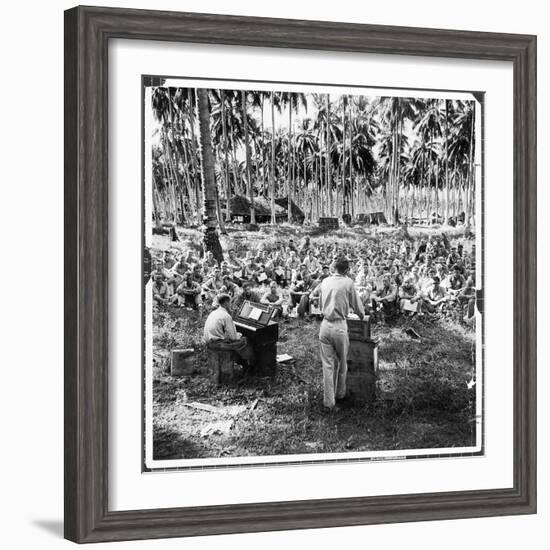 American Servicemen Celebrating Christmas on Guadalcanal During Religious Services-Ralph Morse-Framed Photographic Print