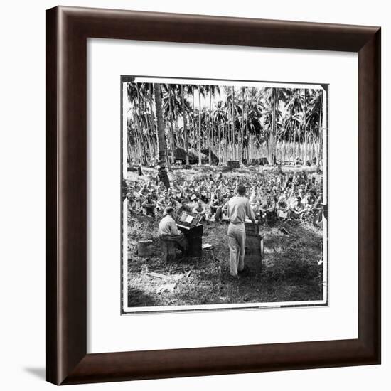 American Servicemen Celebrating Christmas on Guadalcanal During Religious Services-Ralph Morse-Framed Photographic Print