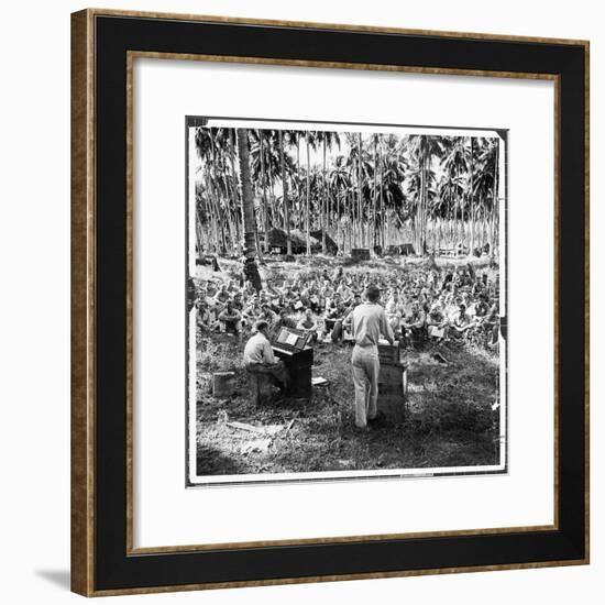 American Servicemen Celebrating Christmas on Guadalcanal During Religious Services-Ralph Morse-Framed Photographic Print