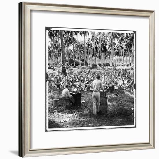 American Servicemen Celebrating Christmas on Guadalcanal During Religious Services-Ralph Morse-Framed Photographic Print