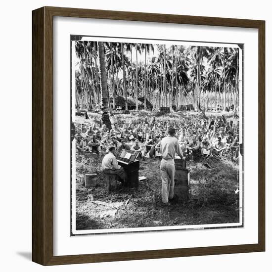 American Servicemen Celebrating Christmas on Guadalcanal During Religious Services-Ralph Morse-Framed Photographic Print