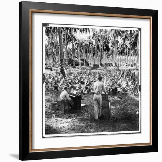 American Servicemen Celebrating Christmas on Guadalcanal During Religious Services-Ralph Morse-Framed Photographic Print