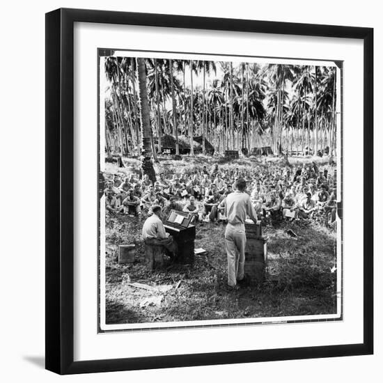 American Servicemen Celebrating Christmas on Guadalcanal During Religious Services-Ralph Morse-Framed Photographic Print