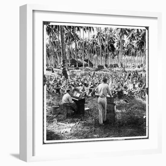 American Servicemen Celebrating Christmas on Guadalcanal During Religious Services-Ralph Morse-Framed Photographic Print