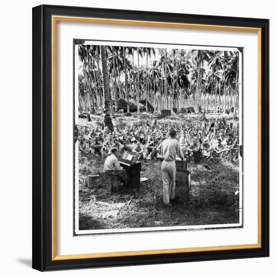 American Servicemen Celebrating Christmas on Guadalcanal During Religious Services-Ralph Morse-Framed Photographic Print