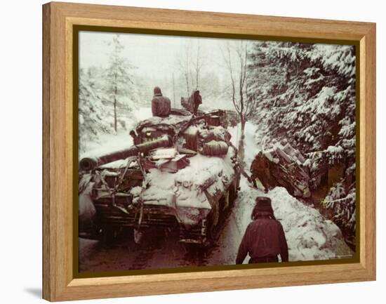 American Sherman M4 Tank at the Battle of the Bulge, the Last Major German Offensive of WWII-George Silk-Framed Premier Image Canvas