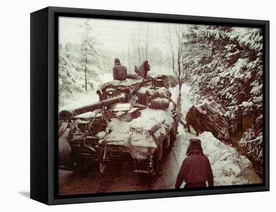 American Sherman M4 Tank at the Battle of the Bulge, the Last Major German Offensive of WWII-George Silk-Framed Premier Image Canvas