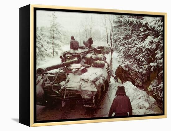 American Sherman M4 Tank at the Battle of the Bulge, the Last Major German Offensive of WWII-George Silk-Framed Premier Image Canvas