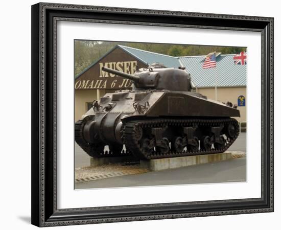 American Sherman Tank, Omaha Beach Museum, Normandy, France-David Hughes-Framed Photographic Print