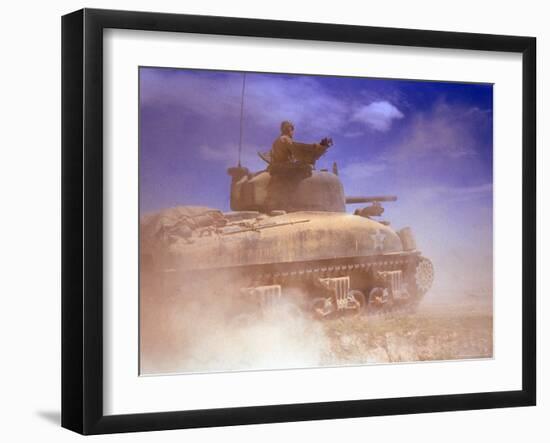 American Sherman Tank on the Move After the Battle of El Guettar-Eliot Elisofon-Framed Photographic Print