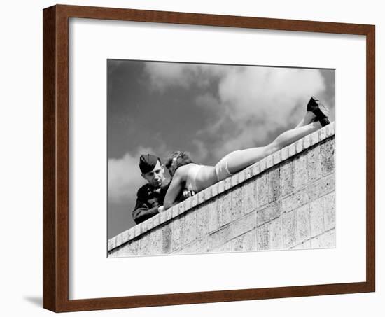 American Soldier Chatting with a Sunbathing German Girl in Postwar Berlin-Margaret Bourke-White-Framed Photographic Print