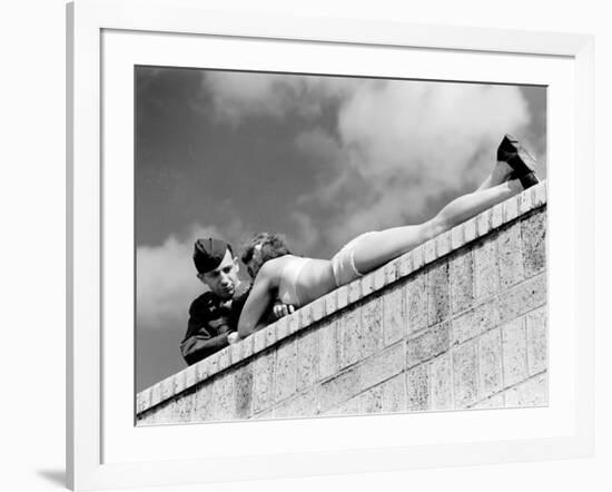 American Soldier Chatting with a Sunbathing German Girl in Postwar Berlin-Margaret Bourke-White-Framed Photographic Print