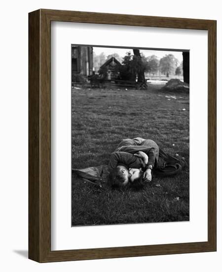 American Soldier Kissing English Girlfriend on Lawn in Hyde Park, Favorite Haunts of US Troops-Ralph Morse-Framed Photographic Print