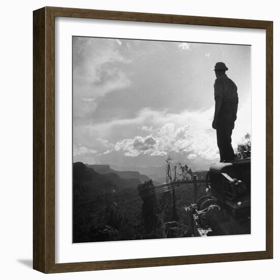 American Soldier Stands on the Hood of a Vehicle on the Ledo Road, Burma, July 1944-Bernard Hoffman-Framed Photographic Print