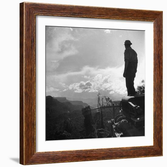 American Soldier Stands on the Hood of a Vehicle on the Ledo Road, Burma, July 1944-Bernard Hoffman-Framed Photographic Print