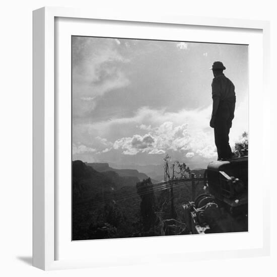 American Soldier Stands on the Hood of a Vehicle on the Ledo Road, Burma, July 1944-Bernard Hoffman-Framed Photographic Print