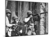 American Soldiers Firing Back at Unseen German Sniper During the Battle for Cisterna-null-Mounted Photographic Print