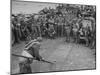 American Soldiers Playing Shuffleboard with Cans of Rations-null-Mounted Photographic Print