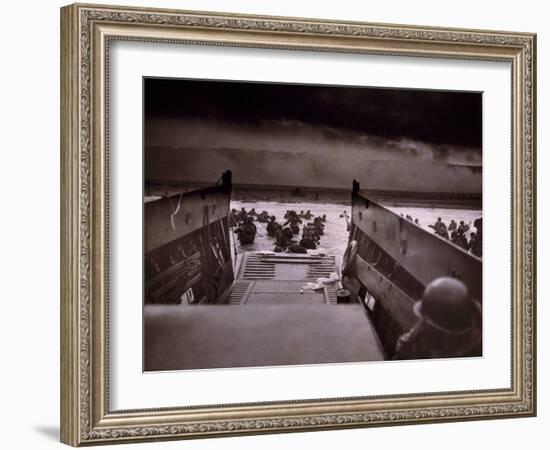 American Soldiers Wade from Landing Craft to the Omaha Beach, D-Day, June 6, 1944-null-Framed Photo