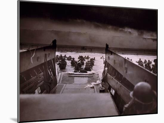 American Soldiers Wade from Landing Craft to the Omaha Beach, D-Day, June 6, 1944-null-Mounted Photo