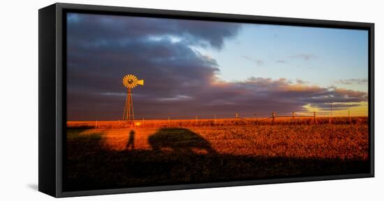 American-style windmill at farm, Kansas, USA-null-Framed Premier Image Canvas