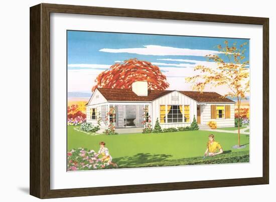 American Suburban Home-null-Framed Premium Giclee Print