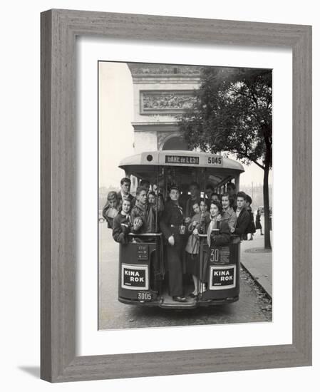 American Teenagers Riding Streetcar Towards Arc de Triomphe, Head Home-Gordon Parks-Framed Photographic Print