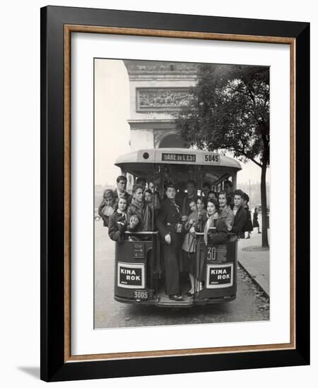 American Teenagers Riding Streetcar Towards Arc de Triomphe, Head Home-Gordon Parks-Framed Photographic Print