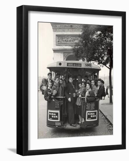 American Teenagers Riding Streetcar Towards Arc de Triomphe, Head Home-Gordon Parks-Framed Photographic Print