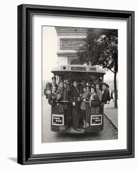 American Teenagers Riding Streetcar Towards Arc de Triomphe, Head Home-Gordon Parks-Framed Photographic Print