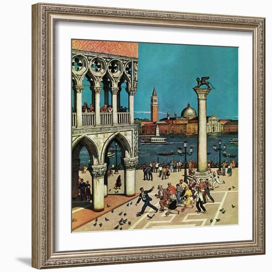 "American Tourists in Venice," June 10, 1961-Amos Sewell-Framed Giclee Print