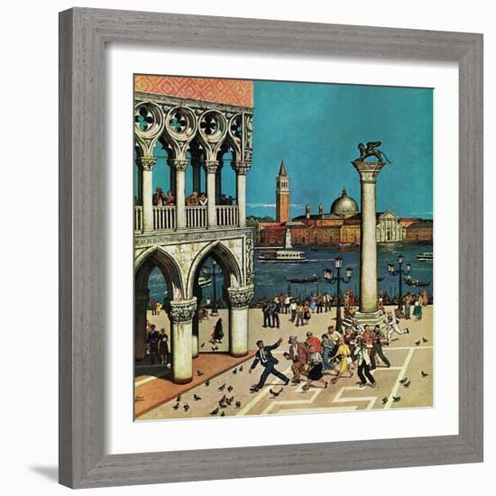 "American Tourists in Venice," June 10, 1961-Amos Sewell-Framed Giclee Print