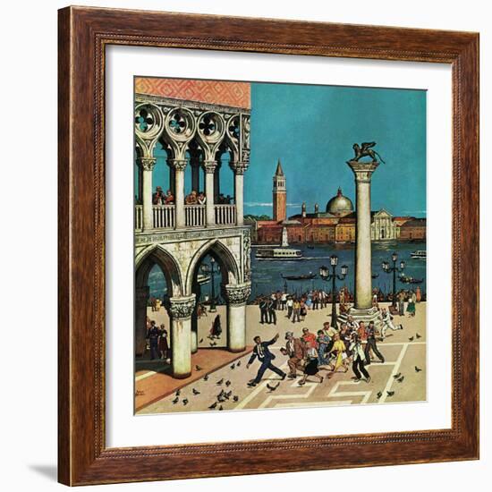 "American Tourists in Venice," June 10, 1961-Amos Sewell-Framed Giclee Print