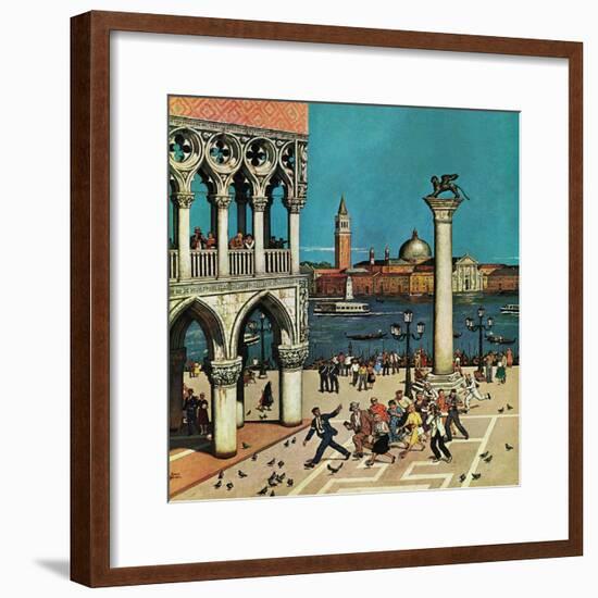 "American Tourists in Venice," June 10, 1961-Amos Sewell-Framed Giclee Print