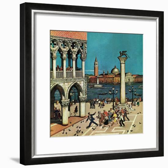 "American Tourists in Venice," June 10, 1961-Amos Sewell-Framed Giclee Print