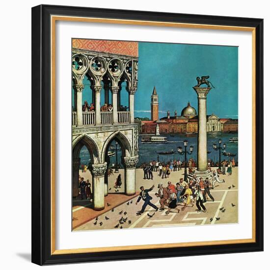 "American Tourists in Venice," June 10, 1961-Amos Sewell-Framed Giclee Print