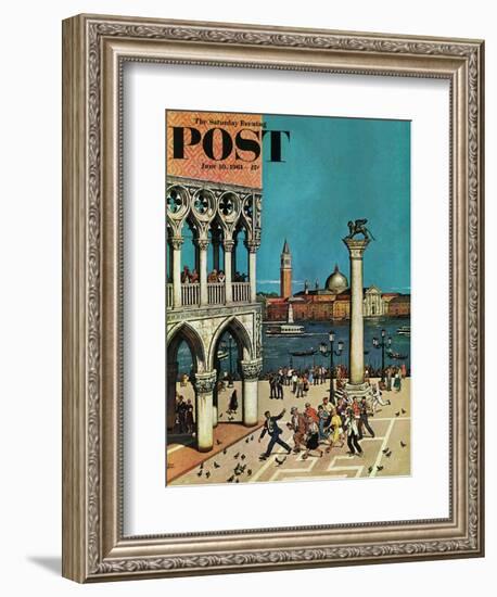 "American Tourists in Venice," Saturday Evening Post Cover, June 10, 1961-Amos Sewell-Framed Giclee Print