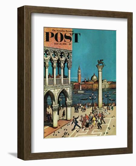 "American Tourists in Venice," Saturday Evening Post Cover, June 10, 1961-Amos Sewell-Framed Giclee Print