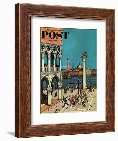 "American Tourists in Venice," Saturday Evening Post Cover, June 10, 1961-Amos Sewell-Framed Giclee Print