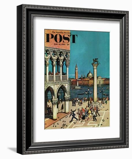 "American Tourists in Venice," Saturday Evening Post Cover, June 10, 1961-Amos Sewell-Framed Giclee Print