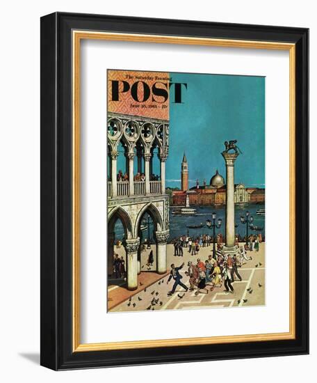 "American Tourists in Venice," Saturday Evening Post Cover, June 10, 1961-Amos Sewell-Framed Giclee Print