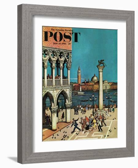 "American Tourists in Venice," Saturday Evening Post Cover, June 10, 1961-Amos Sewell-Framed Giclee Print