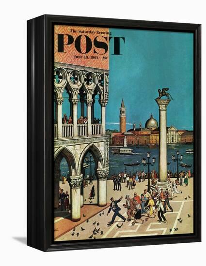 "American Tourists in Venice," Saturday Evening Post Cover, June 10, 1961-Amos Sewell-Framed Premier Image Canvas