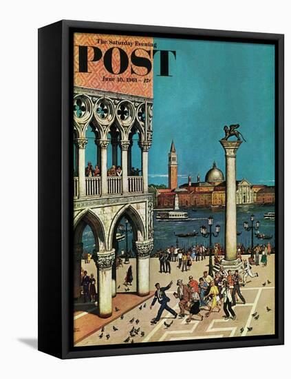 "American Tourists in Venice," Saturday Evening Post Cover, June 10, 1961-Amos Sewell-Framed Premier Image Canvas