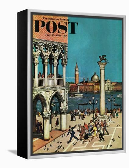 "American Tourists in Venice," Saturday Evening Post Cover, June 10, 1961-Amos Sewell-Framed Premier Image Canvas